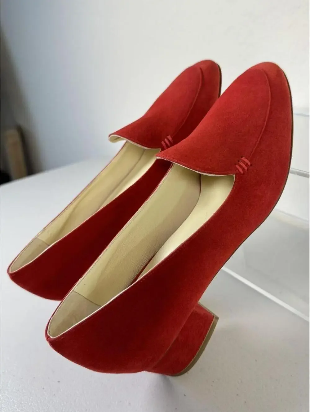 $475 NWOB Sarah Flint Rosie Loafers Flats Red Suede Shoes Size 36 EU 6 US Italy